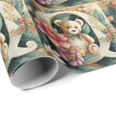 FLoral Teddy Bear Brief Q Geschenkpapier (Rolleneckpunkt)