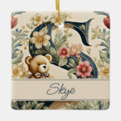 FLoral Teddy Bear Brief S personalisiert Keramikornament (Vorderseite)