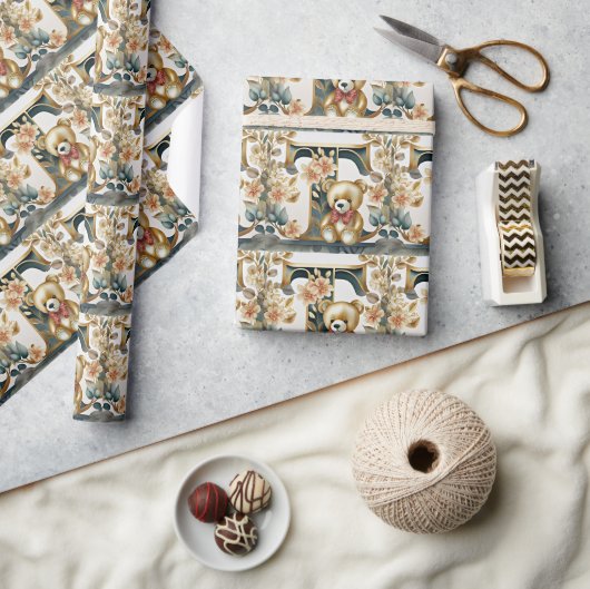 FLoral Teddy Bear Brief T Geschenkpapier (Kunsthandwerk)