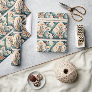 FLoral Teddy Bear Brief X Geschenkpapier