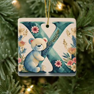 FLoral Teddy Bear Brief X Keramikornament