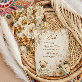 Floral Teddy Bear Es ist eine Girl Baby Dusche Einladung