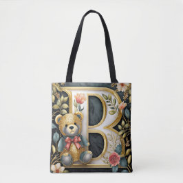 FLoral Teddy Bear Letter B Baby Tasche