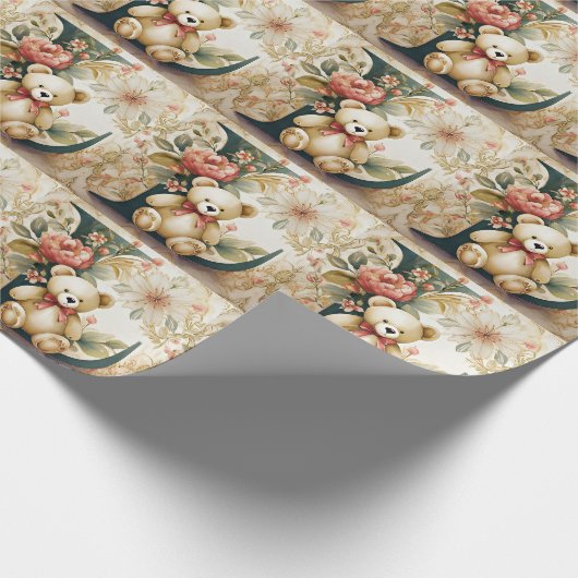 FLoral Teddy Bear Letter L Geschenkpapier (Ecke)