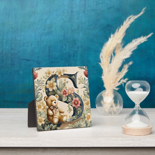 FLoral Teddy Bear Letter S Fotoplatte (InSitu)