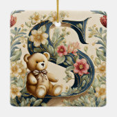 FLoral Teddy Bear Letter S Keramikornament (Rückseite)
