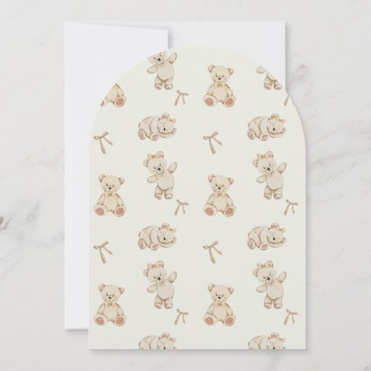 Floral Teddy Bear Sage Girl 2nd Birthday Party Einladung (Rückseite)