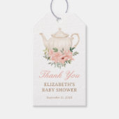Floral Tee Party Babydusche Vielen Dank Geschenkanhänger (Vorderseite)