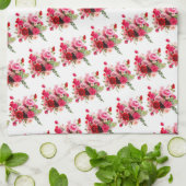 Floral Template Trendy Watercolor Pink Rote Rosen Geschirrtuch (Gefaltet)
