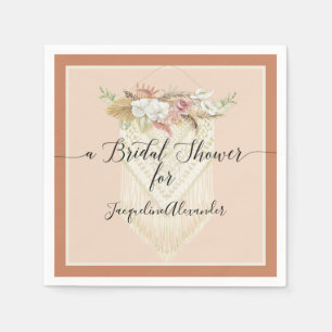 Floral Terra Cotta Pampas Grass Foliage Bridal Serviette