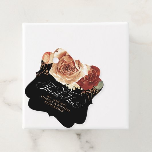 Floral Terracotta Boho Black Wedding Vielen Dank Geschenkanhänger (Beispiel)