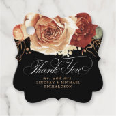 Floral Terracotta Boho Black Wedding Vielen Dank Geschenkanhänger (Vorderseite)