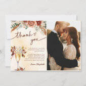 Floral Terracotta Boho Brautparty Foto Dankeskarte (Vorderseite)