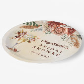 Floral Terracotta Boho Brautparty Pappteller (Schrägansicht)