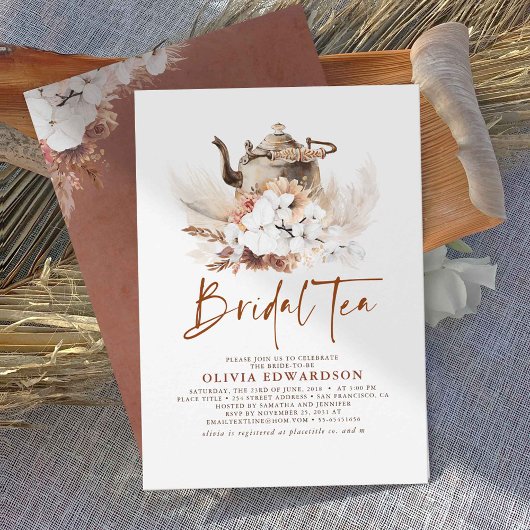 Floral Terracotta Boho Brautparty Teezeremonie auf Einladung