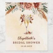 Floral Terracotta Boho Brautparty Weinetikett (Einzelnes Label)