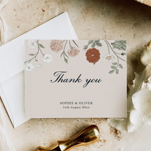 Floral Terracotta Dankeschön Karten