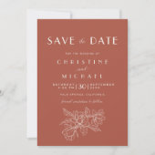 Floral Terracotta Elegante Wedding BOHO Save The Date (Vorderseite)
