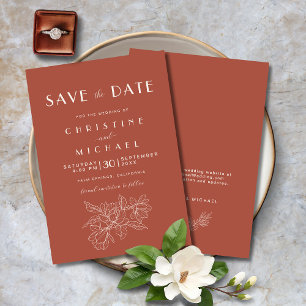 Floral Terracotta Elegante Wedding BOHO Save The Date