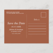 Floral Terracotta Fall Boho Hochzeit retten Datum Ankündigungspostkarte (Rückseite)