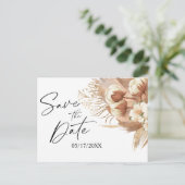 Floral Terracotta Fall Boho Hochzeit retten Datum Ankündigungspostkarte (Stehend Vorderseite)