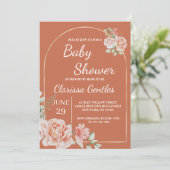 Floral Terracotta Kinderdusche Einladung (Stehend Vorderseite)