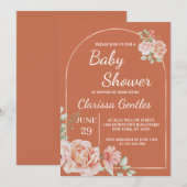 Floral Terracotta Kinderdusche Einladung (Vorne/Hinten)