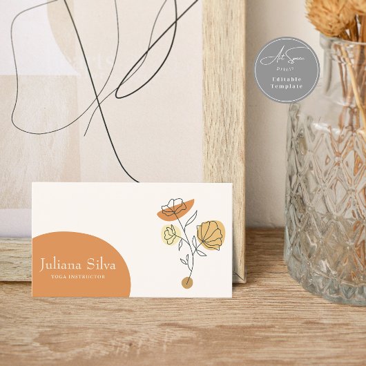 Floral Terracotta Minimalist Business Card Visitenkarte