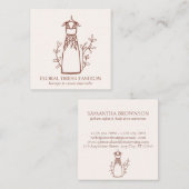 Floral Terracotta Mode Kleid Seamstress Schneider Quadratische Visitenkarte (Vorne/Hinten)