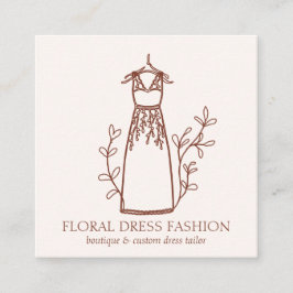 Floral Terracotta Mode Kleid Seamstress Schneider Quadratische Visitenkarte