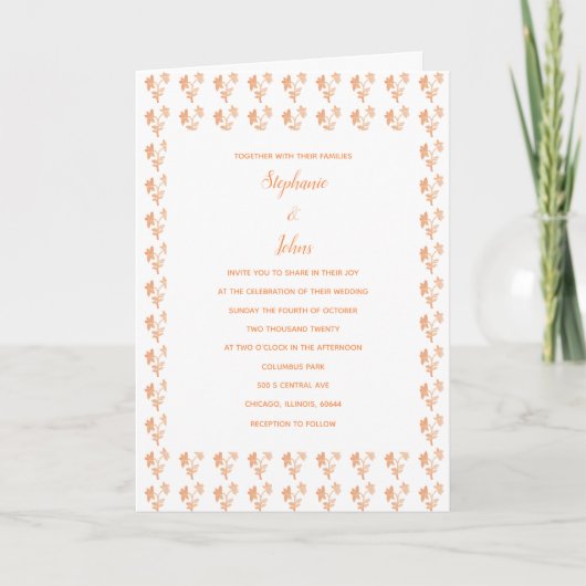 Floral Terracotta Muster Simple Boho Chic Hochzeit Einladung (Vorderseite)