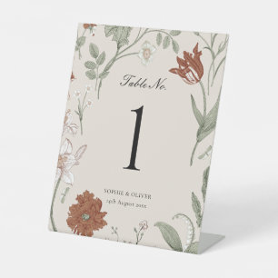 Floral Terracotta Tischnummern Höhenunterschied Sockelschild