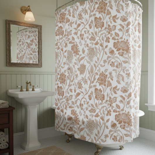 Floral Terracotta Toile Pattern Duschvorhang