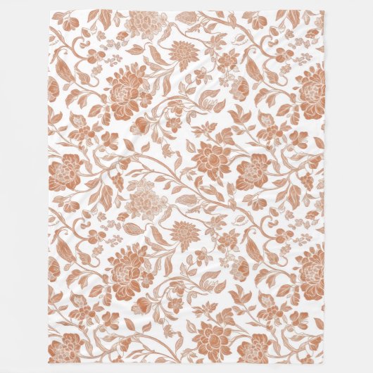Floral Terracotta Toile Pattern Fleecedecke (Vorderseite)