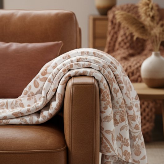 Floral Terracotta Toile Pattern Fleecedecke