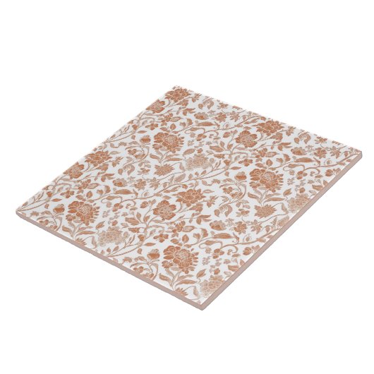 Floral Terracotta Toile Pattern Fliese (Seite)