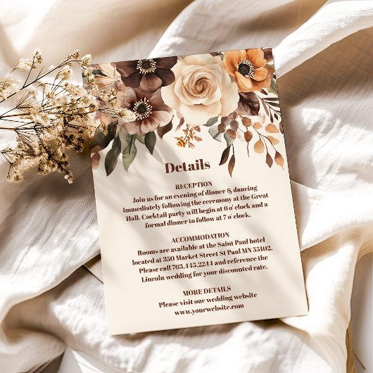 Floral Terracotta Wedding Begleitkarte