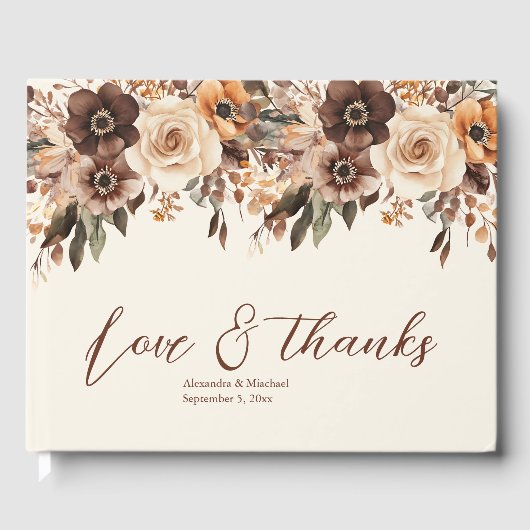 Floral Terracotta Wedding Gästebuch (Vorderseite)