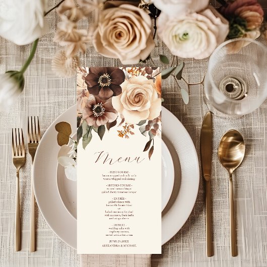 Floral Terracotta Wedding Menükarte