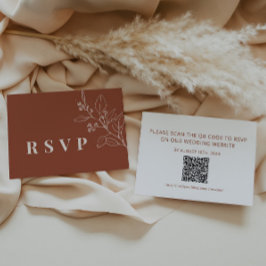 Floral Terracotta Wedding RSVP Card mit QR Code Mitteilungskarte
