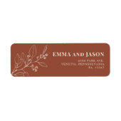 Floral Terracotta Wedding Rücksendeadressen-Aufkle (Vorne)