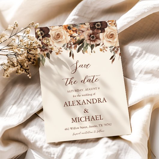 Floral Terracotta Wedding Save The Date