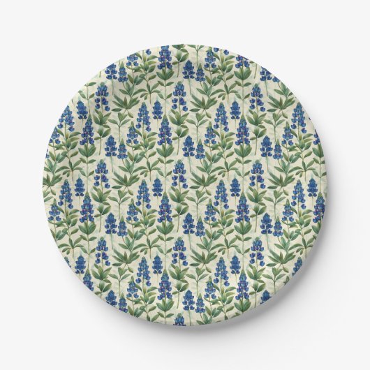 Floral Texas Bluebonnet Paper Plates Lupine Party Pappteller (Vorderseite)