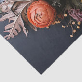 Floral Textrued Skull in Blue Decoupage Seidenpapier (Detail)