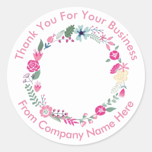 Floral Theme Business-Logo Vielen Dank Stickers (Vorderseite)
