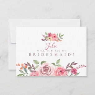 Floral Themed Bridesmaid Card Einladung