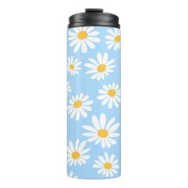 Floral thermal mug, daisy flowers  thermosbecher
