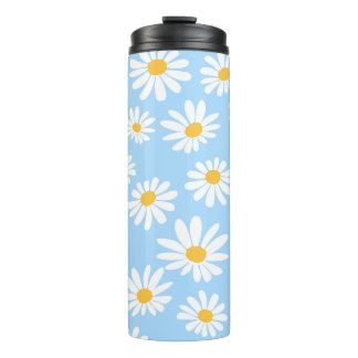 Floral thermal mug, daisy flowers  thermosbecher