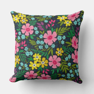 Floral Throw Pillow | Colorful Flower Cushion Kissen
