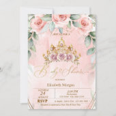 Floral Tiara Rose Babydusche Einladung (Vorderseite)